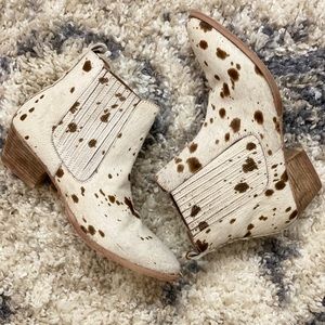 Faux calf hair booties